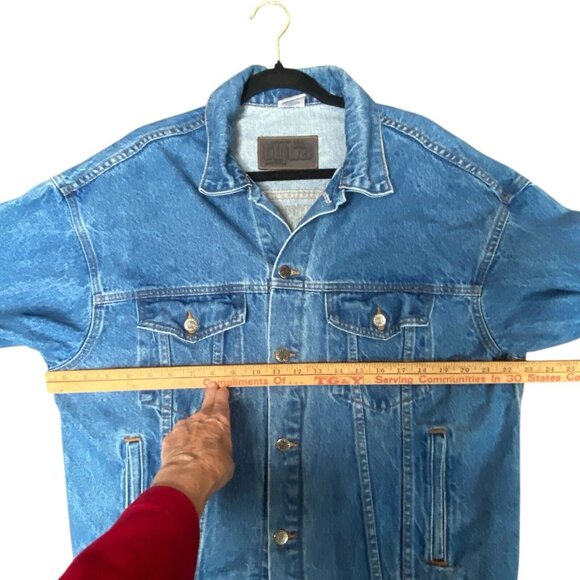 Snap On Tools Denim Jacket Sz M Embossed Eagle Logo Tyca Made in the USA Blue - Picture 6 of 12